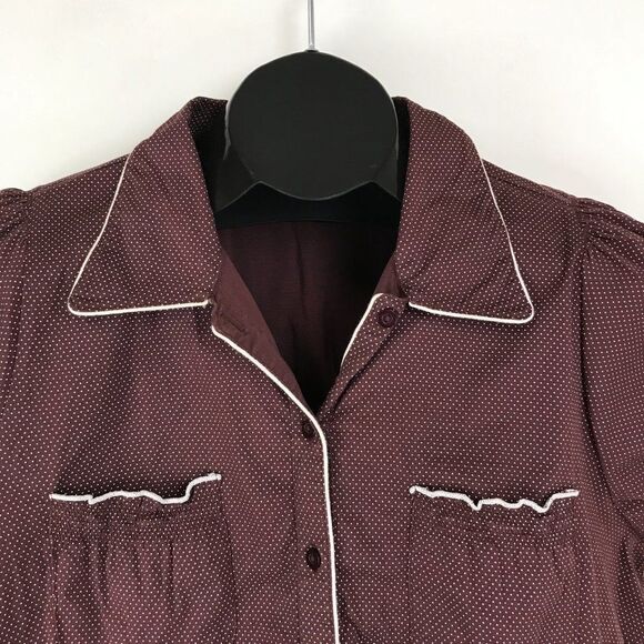 Torrid Polka Dot Button Down Shirt Women's Plus Size 2/2X Pockets Smocked Cotton - Picture 2 of 10